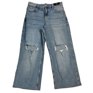 Hollister Distressed Blue Vintage Jeans 29x31 High Rise Baggy Women's Size 9 NWT